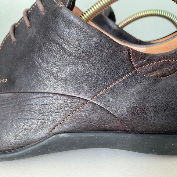 Think! Stone Lace Up Oxford Espresso Brown Goat Leather Comfort Mens EU41 US 8 - Picture 8 of 15
